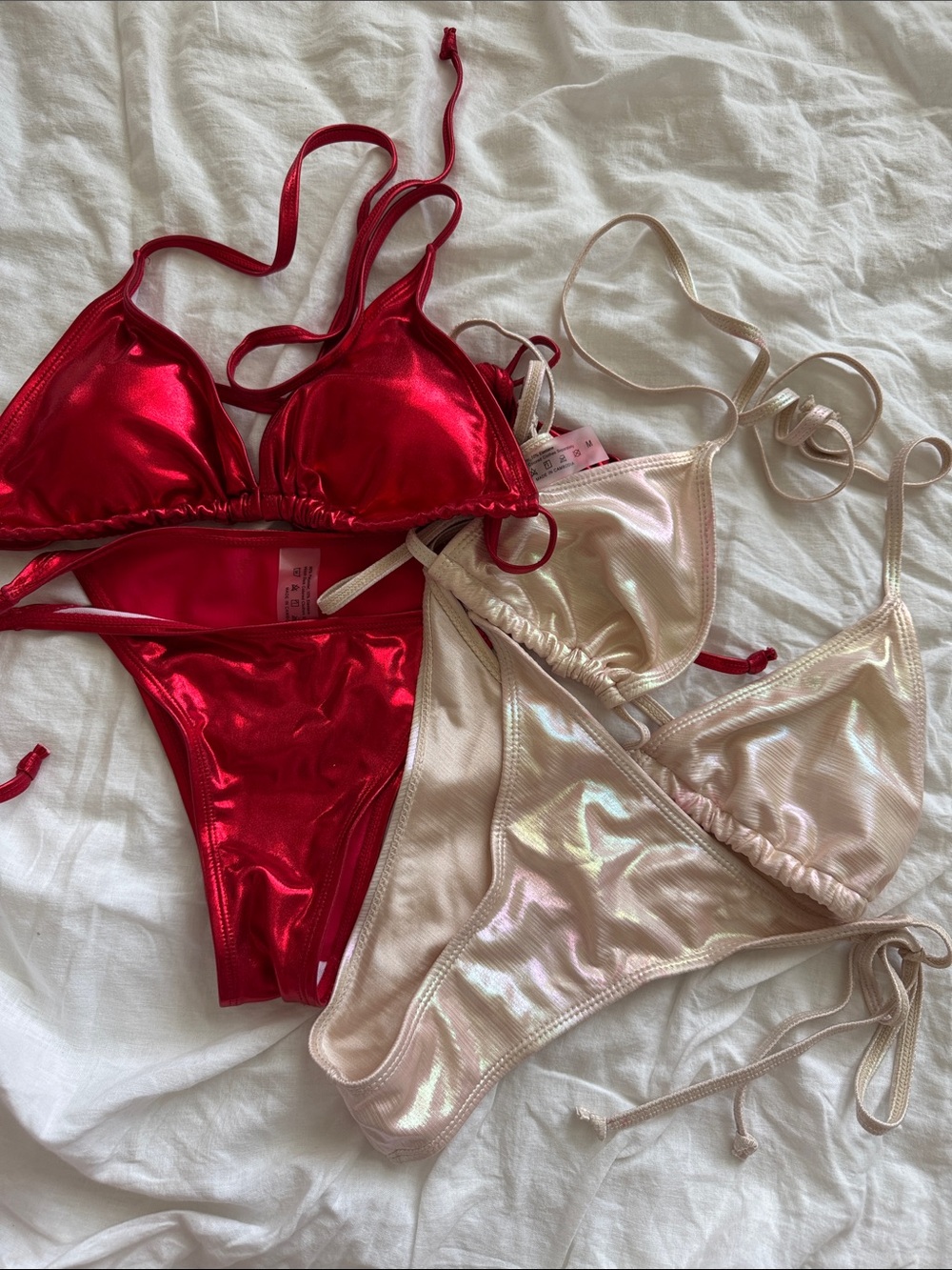 Women’s Bikini Bundle Size M Patent Red & Pearl / Cream